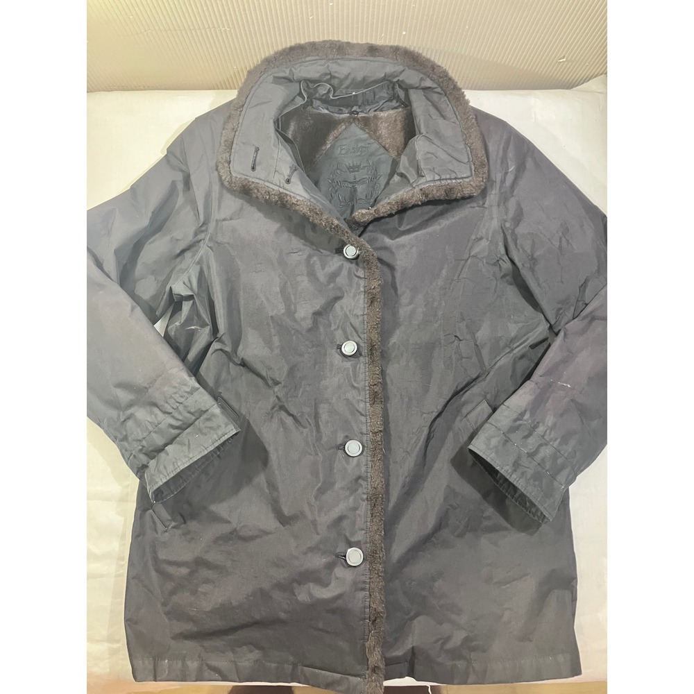 Ensign Mens Black Winter Parka Jacket Detachable Faux Fur Liner NY73 Size Medium